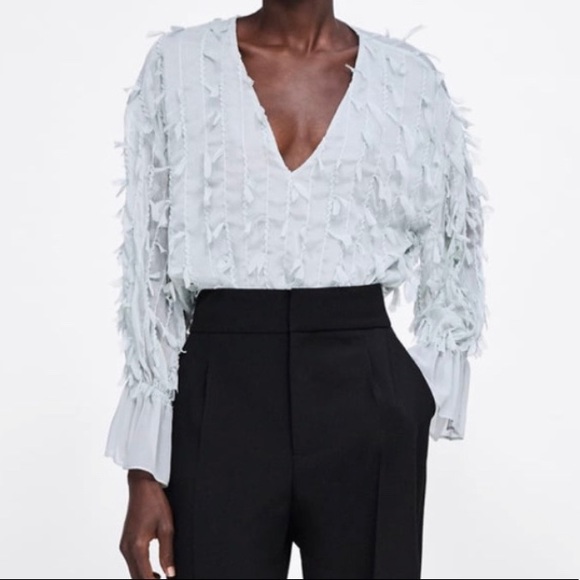mint green blouse zara